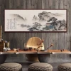 New Chinese-style sofa background wall decorative painting, living room feng shui backing mountain, traditional Chinese painting landscape ink-wash hanging painting, large-scale mural Application Scenario